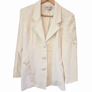 Donnavinci Ivory Embroidered Blazer Lace Applique Bridal Mother of Bride Formal